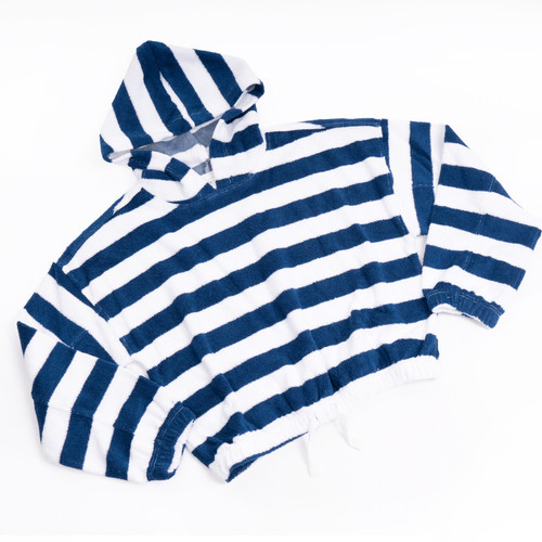 Kids Swim Brand Shade Critters Navy Stripe Girls Terry Hoodie 3t-14 Kids Swim Brand Shade Critters Navy Stripe Girls Terry Hoodie 3t-14