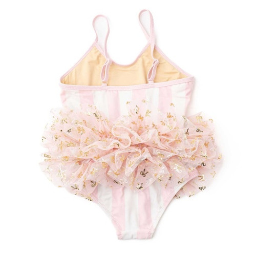 Back view of the Shade Critters skirted one-piece with adjustable straps.