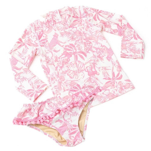 Shade Critters Pink Paradise Girls Rashguard Swim Set