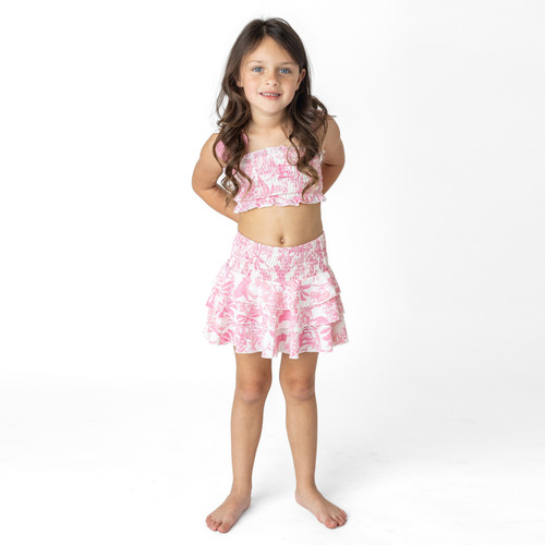Pink Paradise Girls Smocked Ruffle Skirt