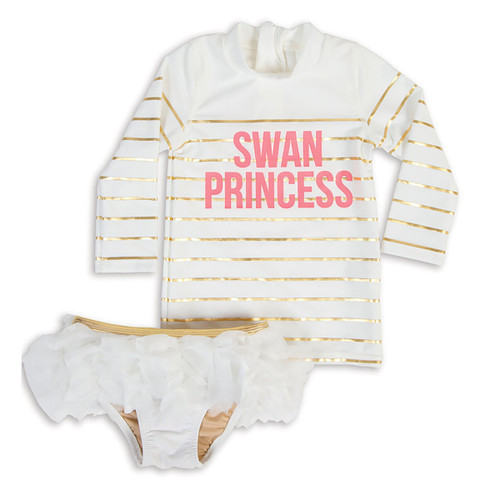 White Swan Princess Rashguard Set  by Shade Critters UPF50
