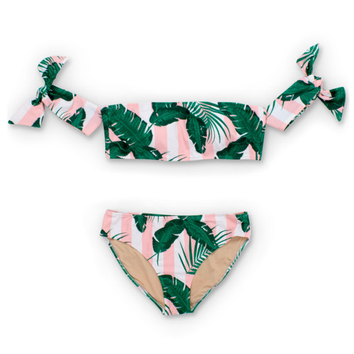 Women's Pink Cabana Botanical Bikini Set  by Shade Critters UPF50