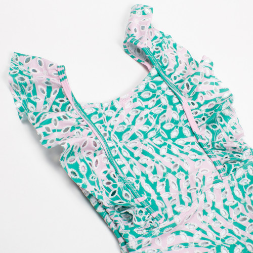 Shade Critters Swimsuit One Piece Ruffle Shoulder Girls 6m-6 Botanical Eyelet Shade Critters Swimsuit One Piece Ruffle Shoulder Girls 6m-6 Botanical Eyelet