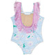 Shade Critters Swimsuit One Piece Fringe Back Girls 6m-10 Lt Blue Daisy Stripe