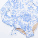 Flower Detail of Shade Critters Blue Bouquet Girls One Piece Long Sleeve Swimsuit