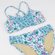 Shade Critters Swimwear Blue Floral Patchwork Tween Girls Tie Back Bikini