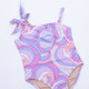 Shade Critters Swimwear Cute Candy Swirl Girls One Shoulder One Piece Swimsuit