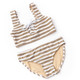 Detail of Neutral Gold Stripe Girls Shimmer Lace Up Bikini 7-14