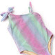 Detail of Ocean Ombre Girls Shimmer Bunny Tie One Shoulder One Piece Swimsuit 3-14