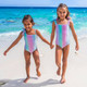 Shade Critters Swimsuit Ocean Ombre Girls Shimmer Bunny Tie One Shoulder One Piece Swimsuit 3-14