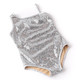 Detail of Silver Girls Sequin One Shoulder One Piece Swimsuit 3-10