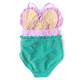 Shade Critters Swimsuit Lilac & Green Girls Water Appearing & Shimmer Mermaid Shell Belted One Piece Swimsuit 6m-6