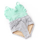 Detail of Mint & Silver Girls Water Appearing & Shimmer Mermaid Shell Belted One Piece Swimsuit 6m-6