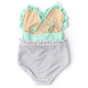 Shade Critters Swimsuit Mint & Silver Girls Water Appearing & Shimmer Mermaid Shell Belted One Piece Swimsuit 6m-6