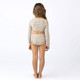 Shade Critters Alternative View of Swimsuit Neutral Gold Stripe Girls Lace Up Cropped Rashguard Swim Set 4-14