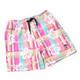 Detail of Hibiscus Plaid Boys 4 Way Stretch Swim Trunks 6m-10