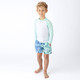 Shade Critters Detail of  Swimsuit Coastal Colorblock Boys 4 Way Stretch Swim Trunks 6m-10