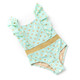 Detail of Mint & Gold Dot Girls Ruffle Shoulder One Piece Swimsuit 6m-6