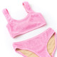 Detail of Pink Girls Crinkle Texured Bikini 4-14