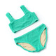 Shade Critters Front View of Swimsuit Green Girls Crinkle Textured Bikini on Model