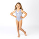 Nautical Stripe Girls Lace Up One Piece Swimsuit 3-10