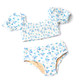 Detail of Cottage Rose Blue Girls Terry Smocked Mid Rise Bikini 2-10