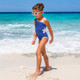 Shade Critters Swimsuit Royal Blue Floral Girls Textured Cut Out Daisy One Shoulder One Piece 2-10