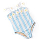 Detail of Cabana Daisy Girls Crochet PomPom One Piece Swimsuit 6m-8