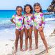 Beach Shade Critters Watercolor Floral Girls Puff Sleeve Cut Out One Piece Swimsuit 4-14