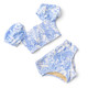 Alternative view of Shade Critters Tropical Blues Smocked Puff Sleeve Two Piece Swimsuit 2t-10 2-10