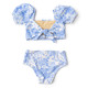 Children's Swimwear by  Shade Critters Tropical Blues Smocked Puff Sleeve Two Piece Swimsuit 2-10