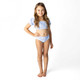 Children's Bathing Suit By Shade Critters Tropical Blues Smocked Puff Sleeve Two Piece Swimsuit 2-10