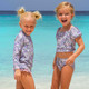 Flower Power Purple 2pc Smocked Puff Sleeve Two Piece Swimsuit 2t-10