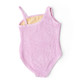 Detail of Shade Critters Lavender Crinkle Girls One Shoulder One Piece Swimsuit 3t-14