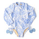 Alternative view of Shade Critters Tropical Blues Girls Long Sleeve One Piece Swimsuit 6m-10