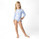 Children's Bathing Suit By Shade Critters Tropical Blues Girls Long Sleeve One Piece Swimsuit 6m-10