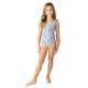 Detail of Shade Critters Flower Power Purple Fringe Back One Piece Swimsuit 6m-14