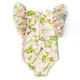 Detail of Shade Critters Hibiscus Botanical Pink Girls Tulle Sleeve One Piece Swimsuit 6m-6