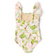 Detail of Shade Critters Hibiscus Botanical Pink Girls Ruffle One Shoulder One Piece Swimsuit 6m-6