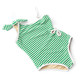 Alternative shot of Shade Critters Green Stripe Girls Ribbed Daisy Cut Out One Piece Swimsuit 2t-10