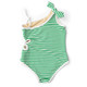 Cute Swimwear by Shade Critters Green Stripe Girls Ribbed Daisy Cut Out One Piece Swimsuit 2t-10