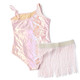 Shade Critters Pink Girls Metallic One Shoulder & Skirt Swim Set 3t-10