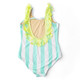 Kids Swim Brand Shade Critters Palm Stripe Girls Sequin Fringe Back One Piece Swimsuit 3t-10