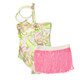 Adorable Kids in Shade Critters Palm Beach Leopard Girls Halter One Piece & Fringe Skirt Swim Set 4t-14