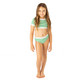 Kids Swim Brand Shade Critters Green Stripe Girls Ribbed Cropped Short Sleeve Two Piece Swimsuit 4t-14