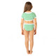 Best Kids Swimwear Brand Shade Critters Green Stripe Girls Ribbed Cropped Short Sleeve Two Piece Swimsuit 4t-14