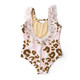 Kids Swim Brand Shade Critters Metallic Leopard Girls Fringe Back One Piece Swimsuit 6m-14