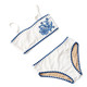 Kids Swim Brand Shade Critters White & Navy Girls Embroidered Two Piece Swimsuit 7-14