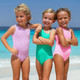 Detail of Green Girls Crinkle Textured One Shoulder One Piece Swimsuit 3-14