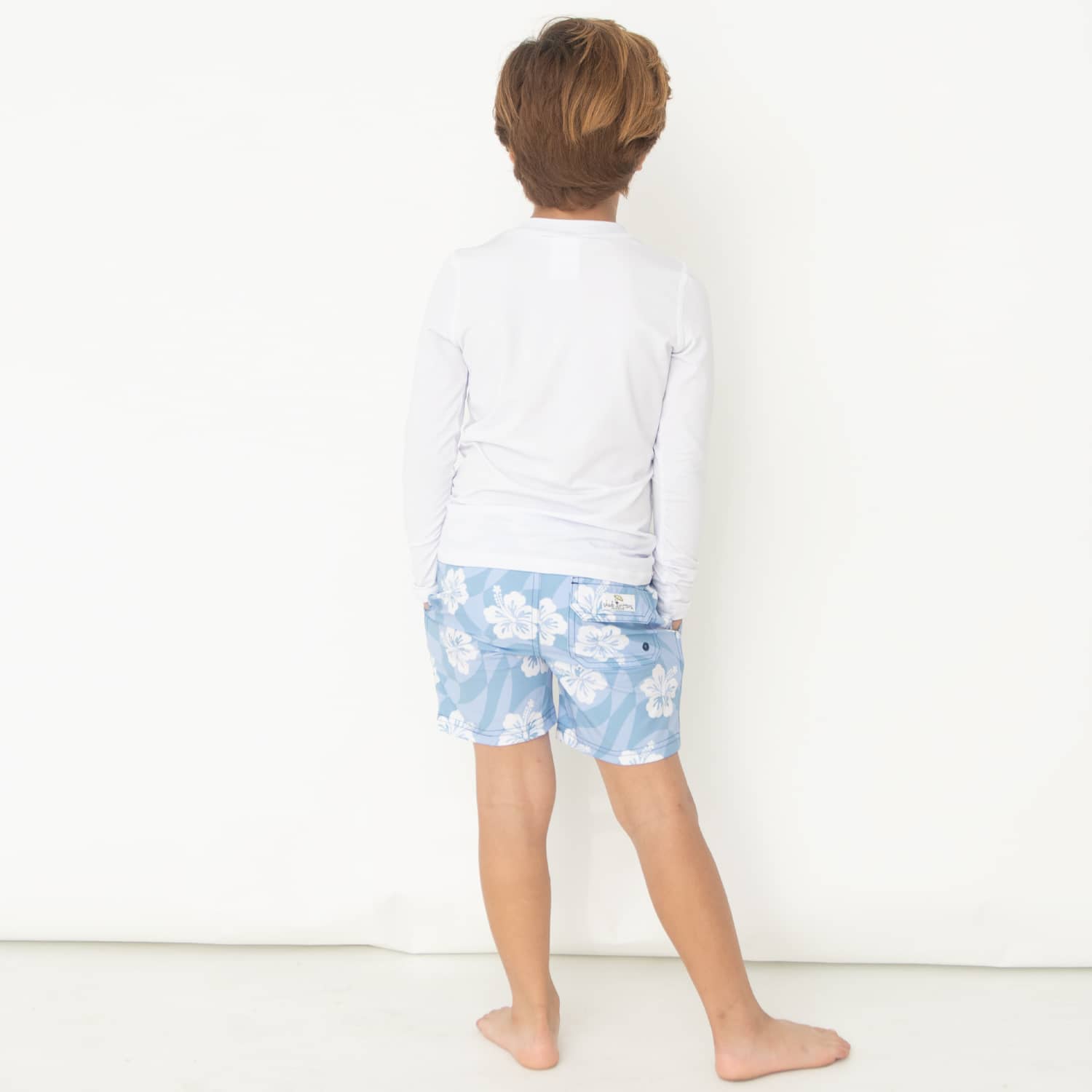 Hibiscus Check Boys 4 way Stretch Swim Trunk 6m-10 - Shade